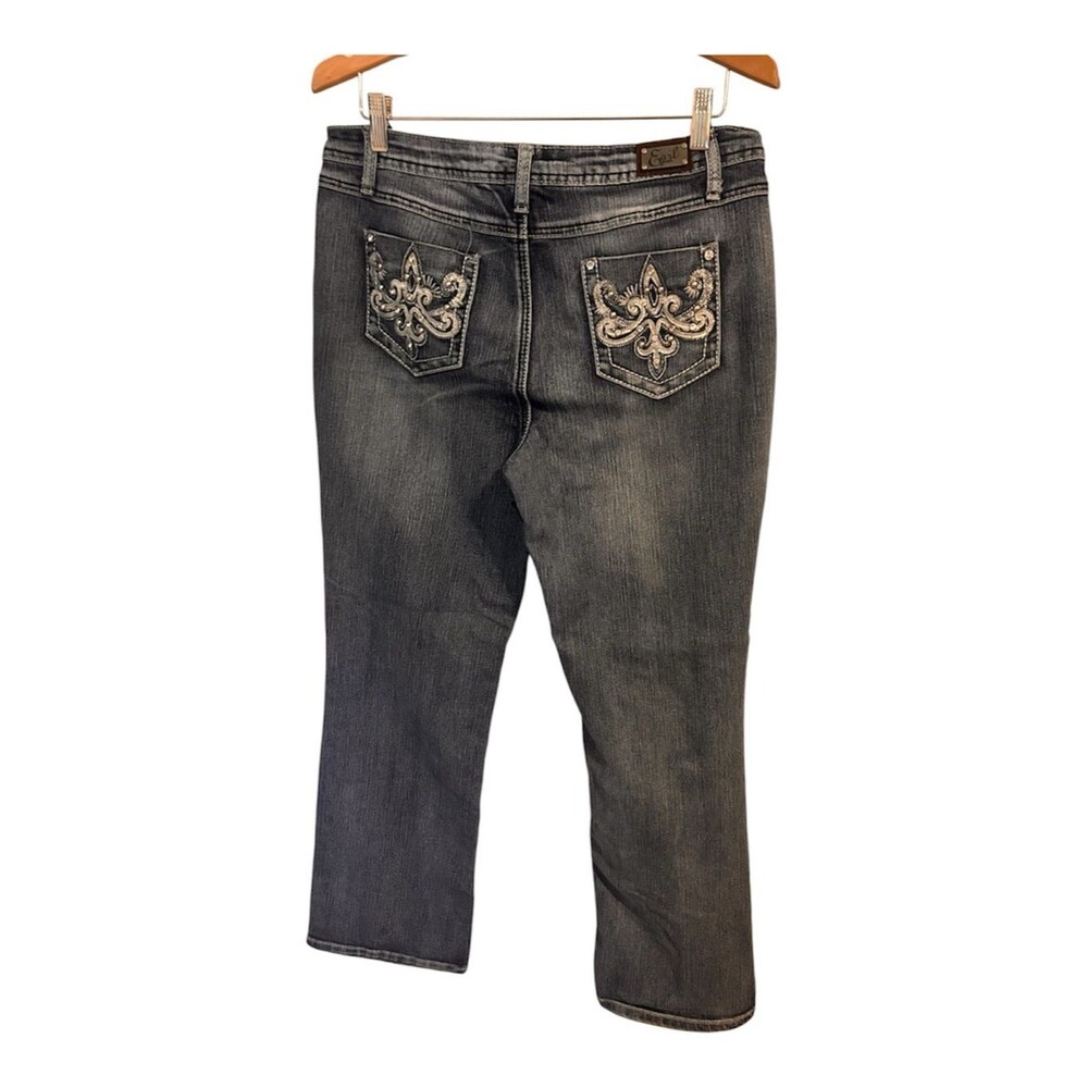 Earl Jeans Embroidered Embellished Rhinestones Pockets Bootcut Jeans Size 12